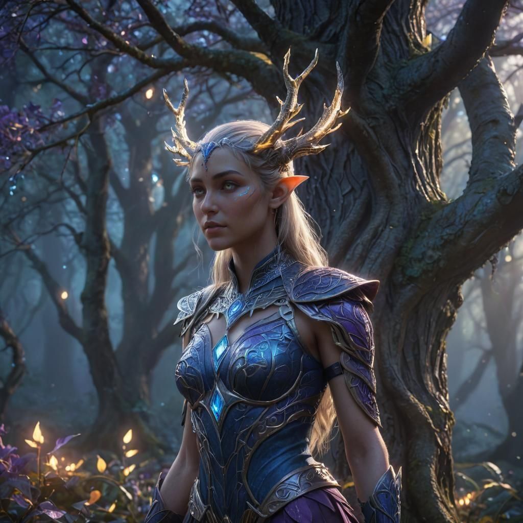 Gorgeous Glowing Elf in Detailed Matte Painting