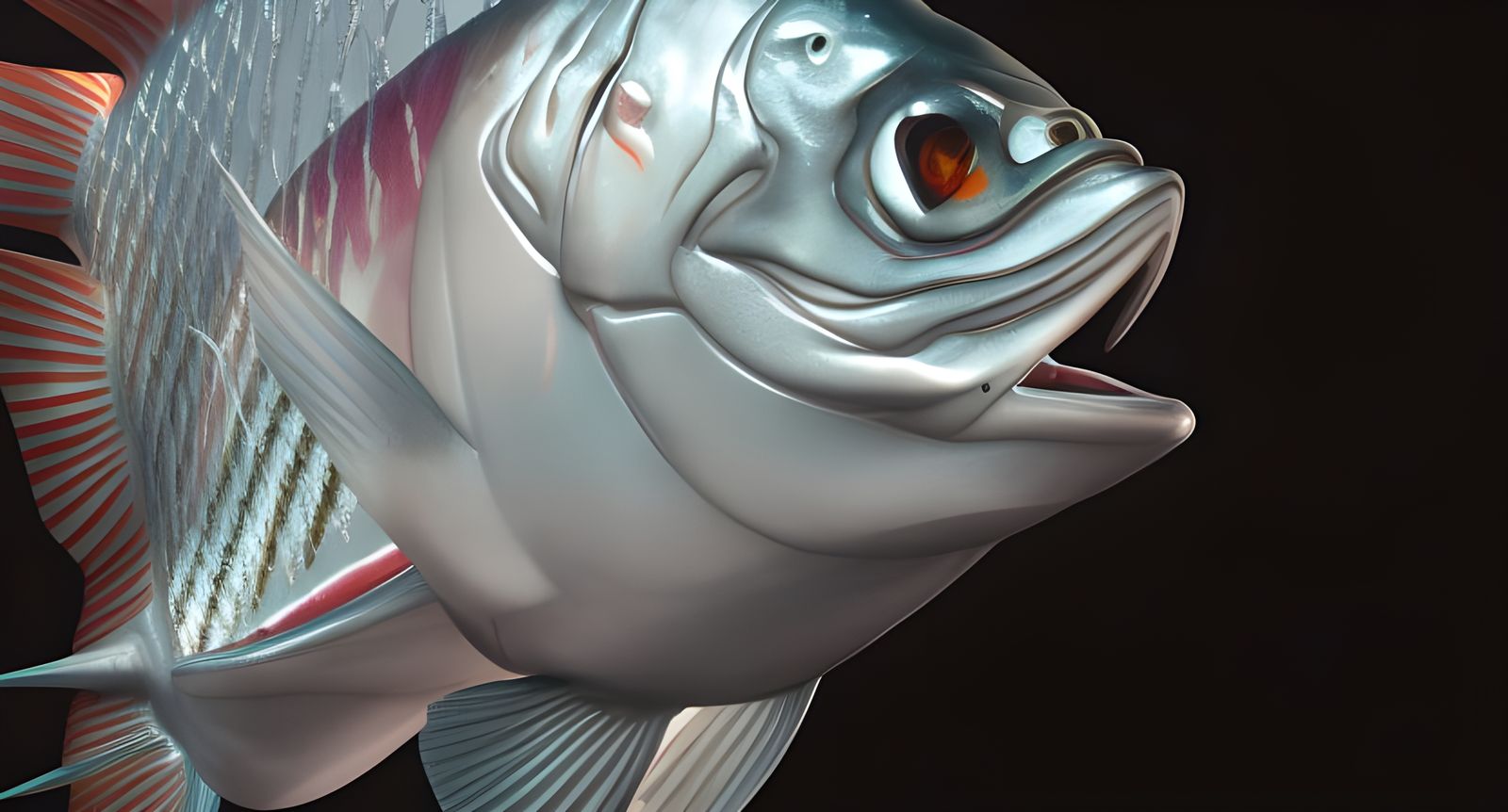 Photorealistic Ejected Fish in Psychedelic 3D Shading