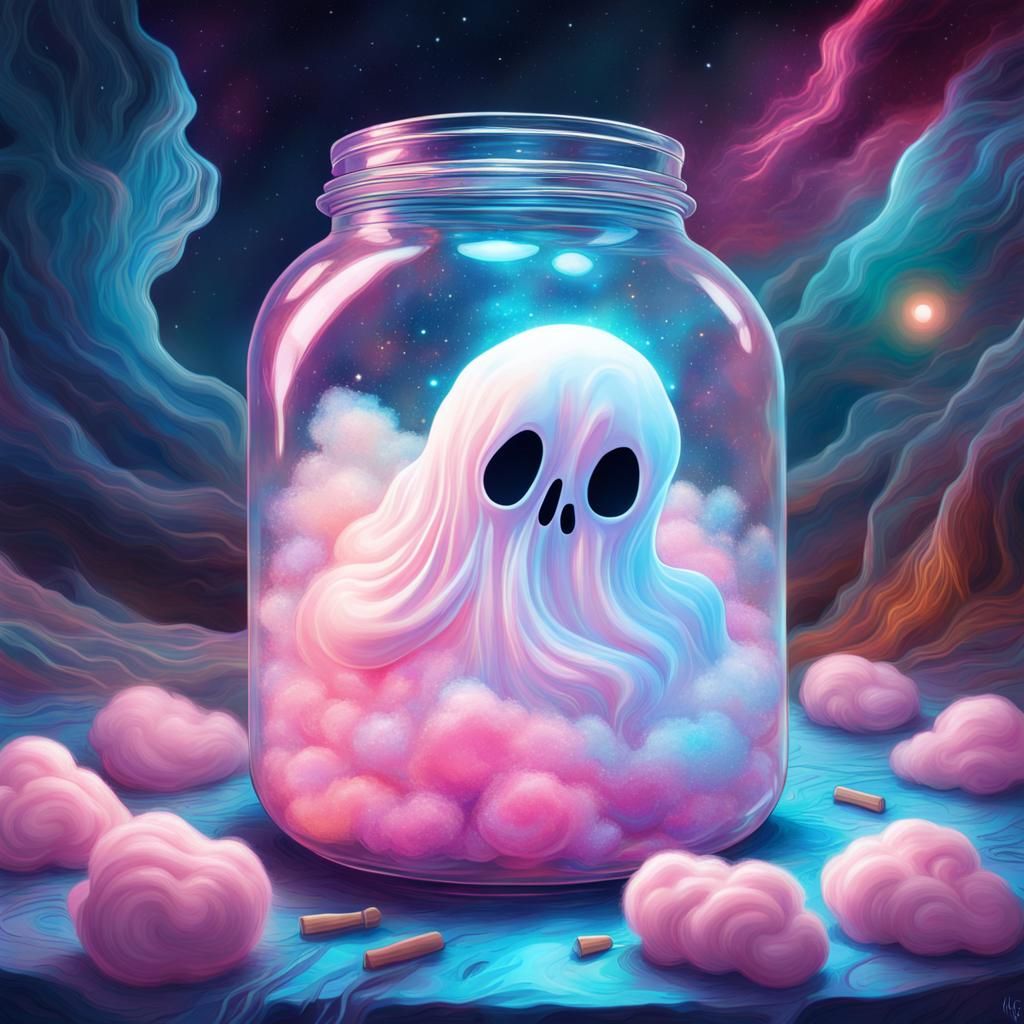 Ghost in a Jar with Cotton Candy