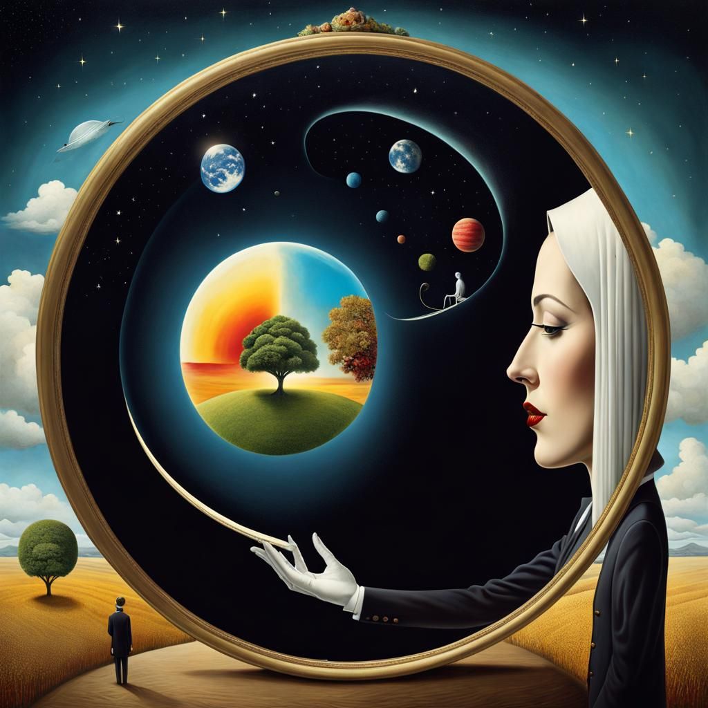 Surreal Double Exposure in Magic Realism Style