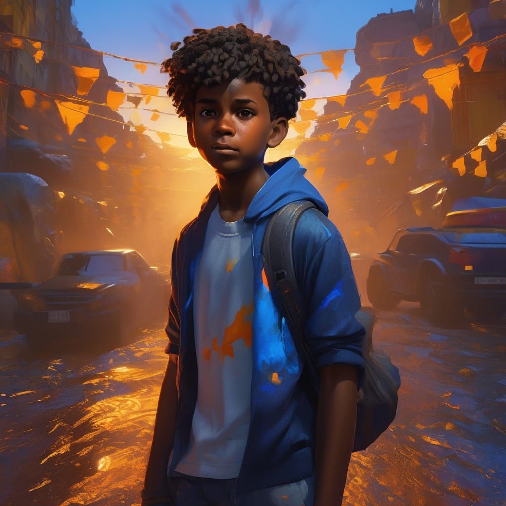Fantasy Portrait of Boy in Vibrant Oil Painting Style