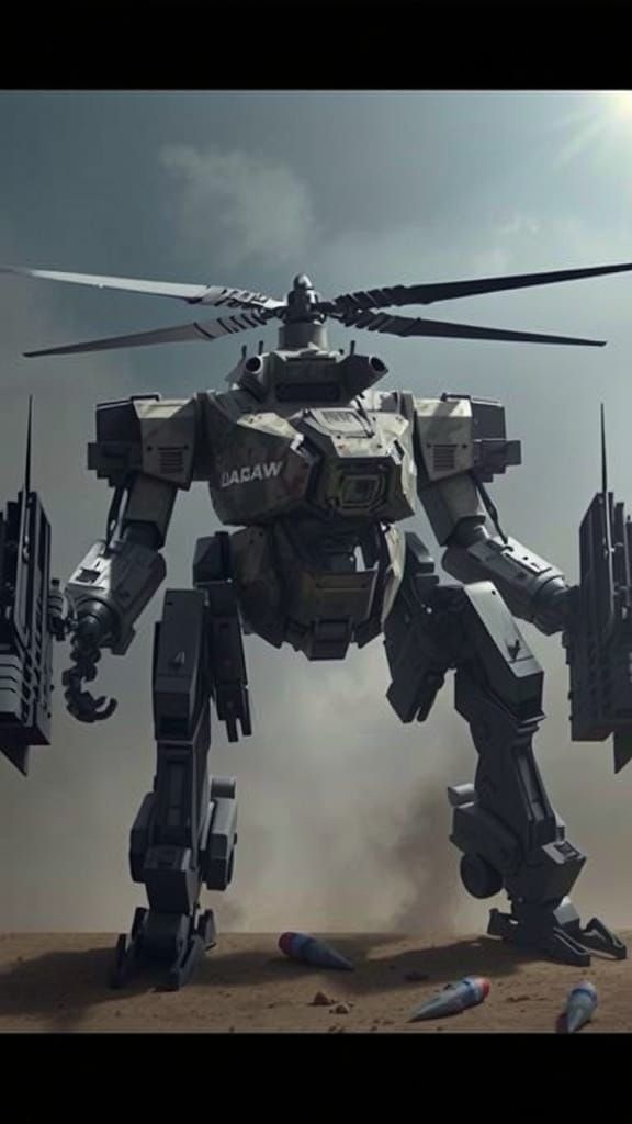 Armored VTOL Mech Walker in Giger-Inspired Style