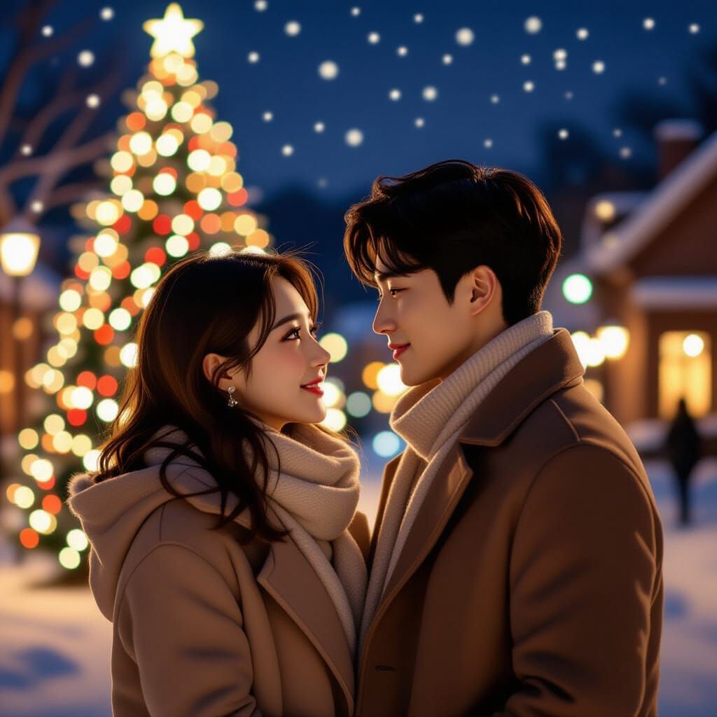 Romantic Whispers Outside Seoul Church in Whimsical Style