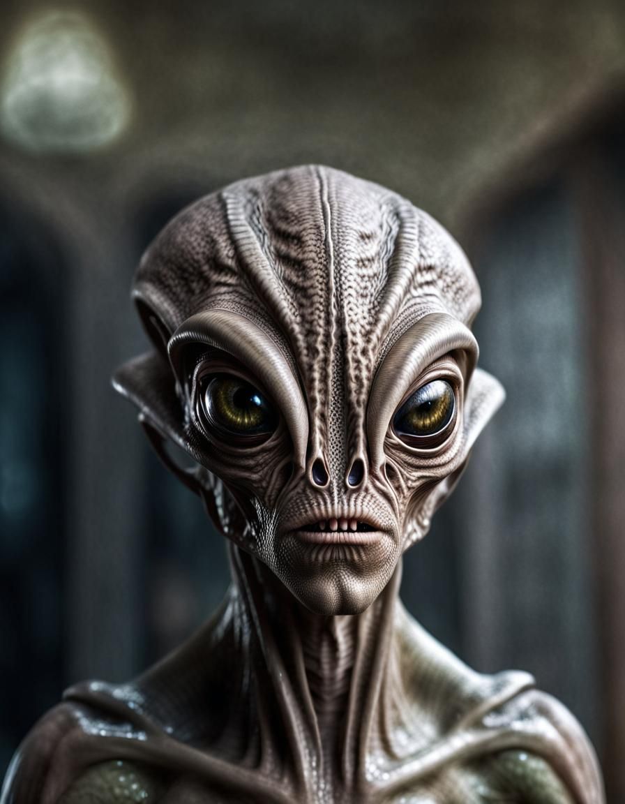 Hyperrealistic Hooded Alien Creature in Cinematic Style