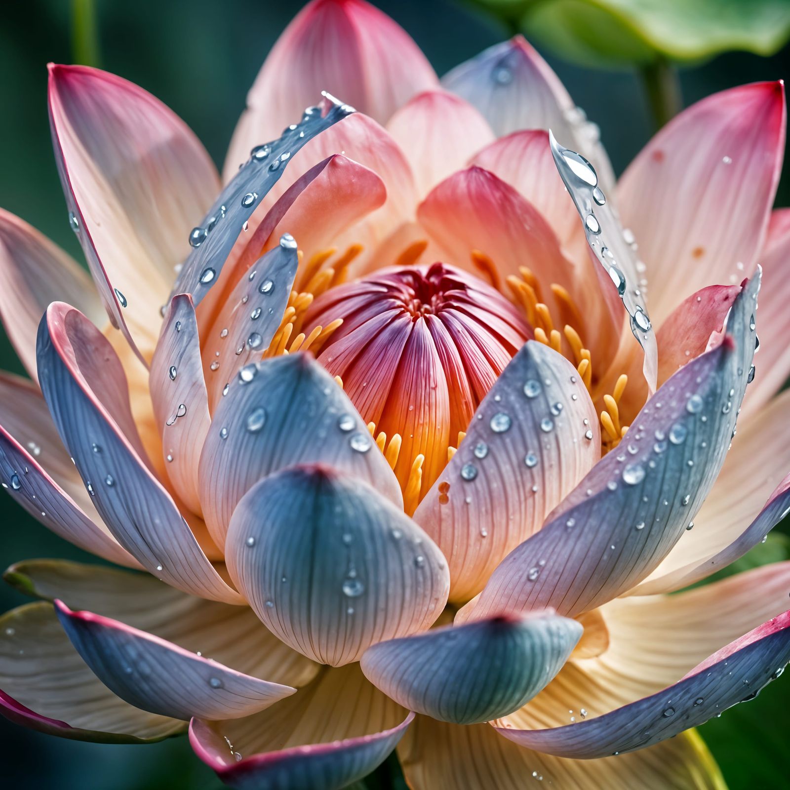 Hyperdetailed Lotus Flower with Water Droplet