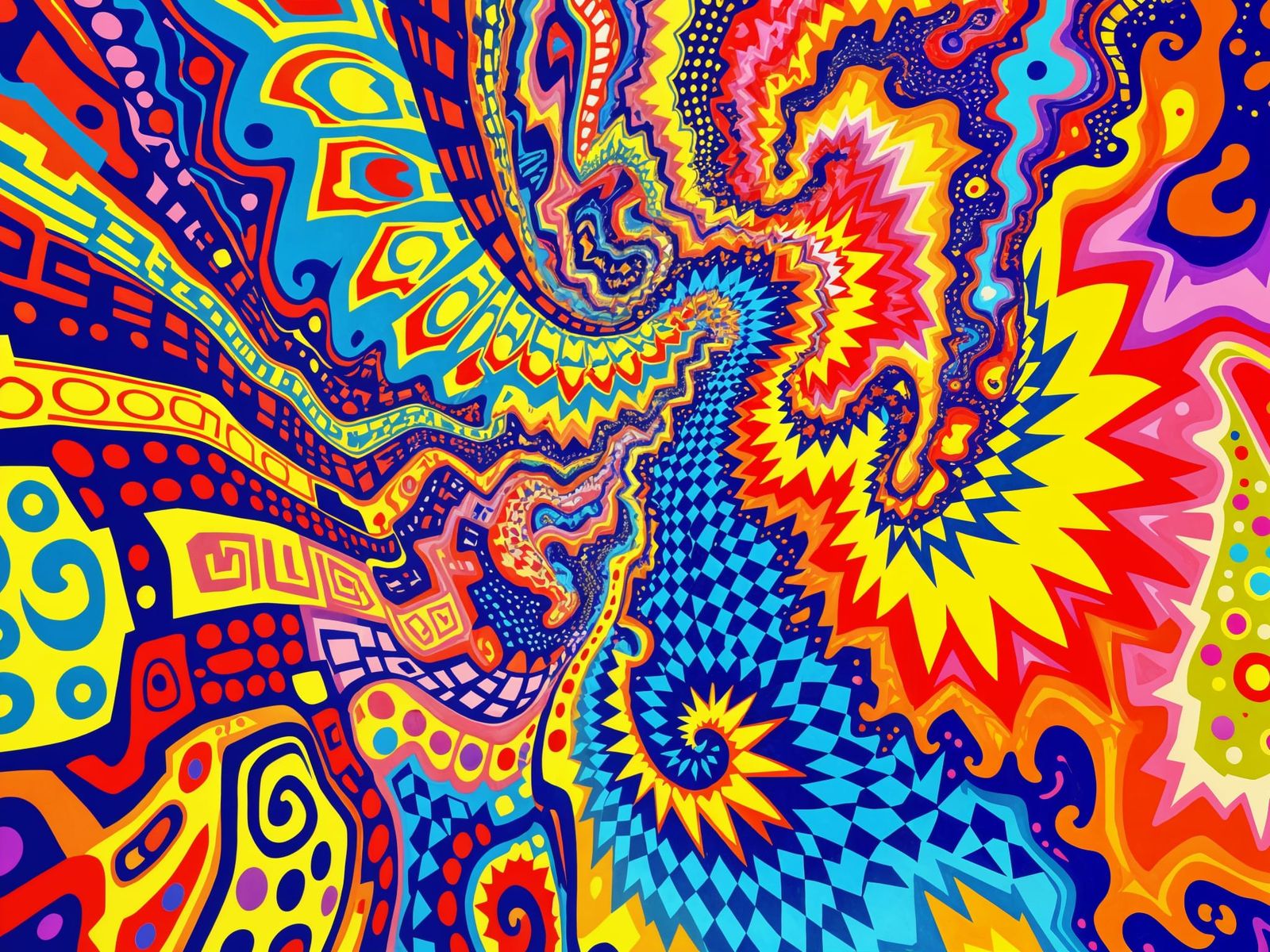 Psychedelic Gingham Artwork in Vibrant Colors