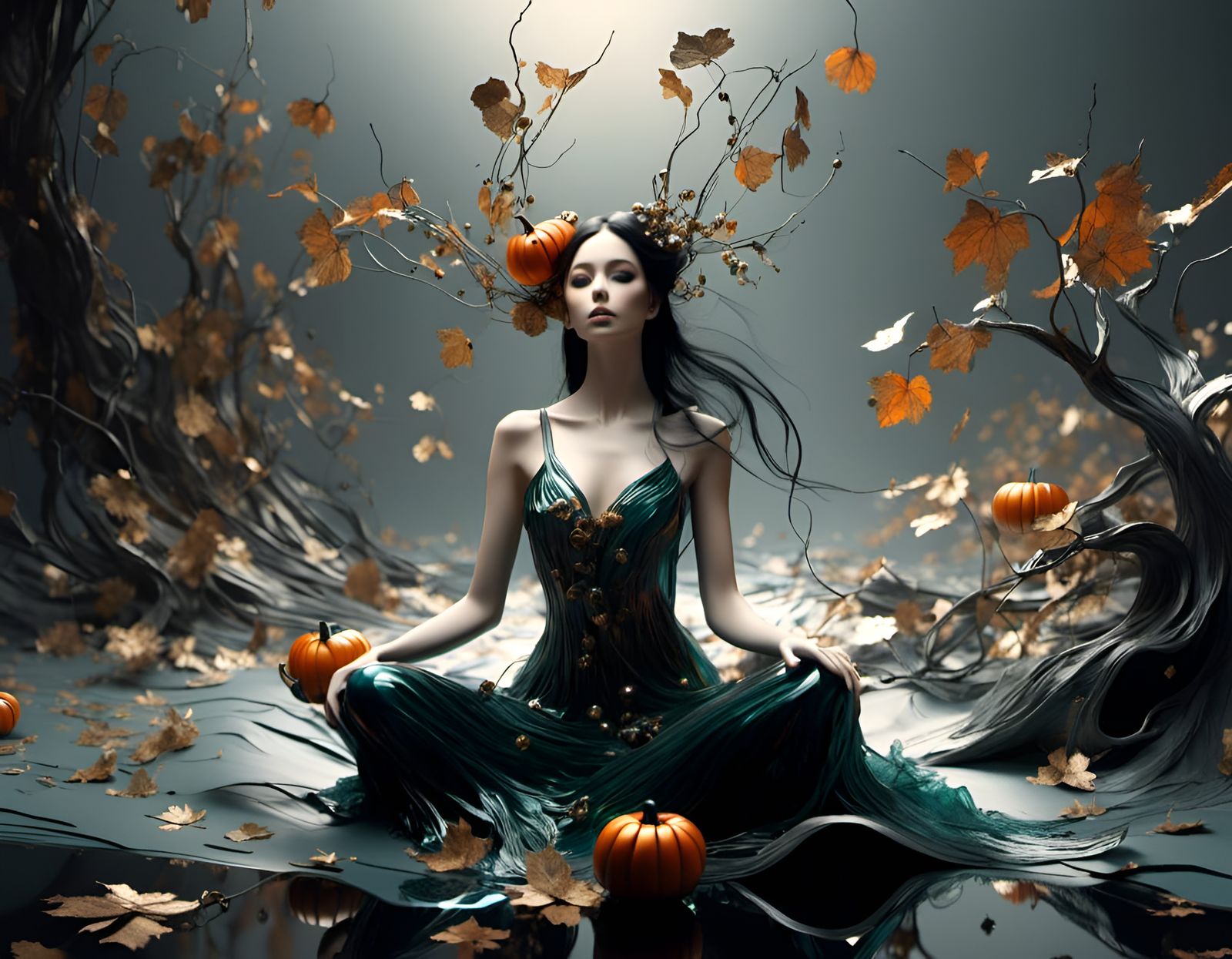 Glass Pumpkins in Detailed Fantasy Concept Art