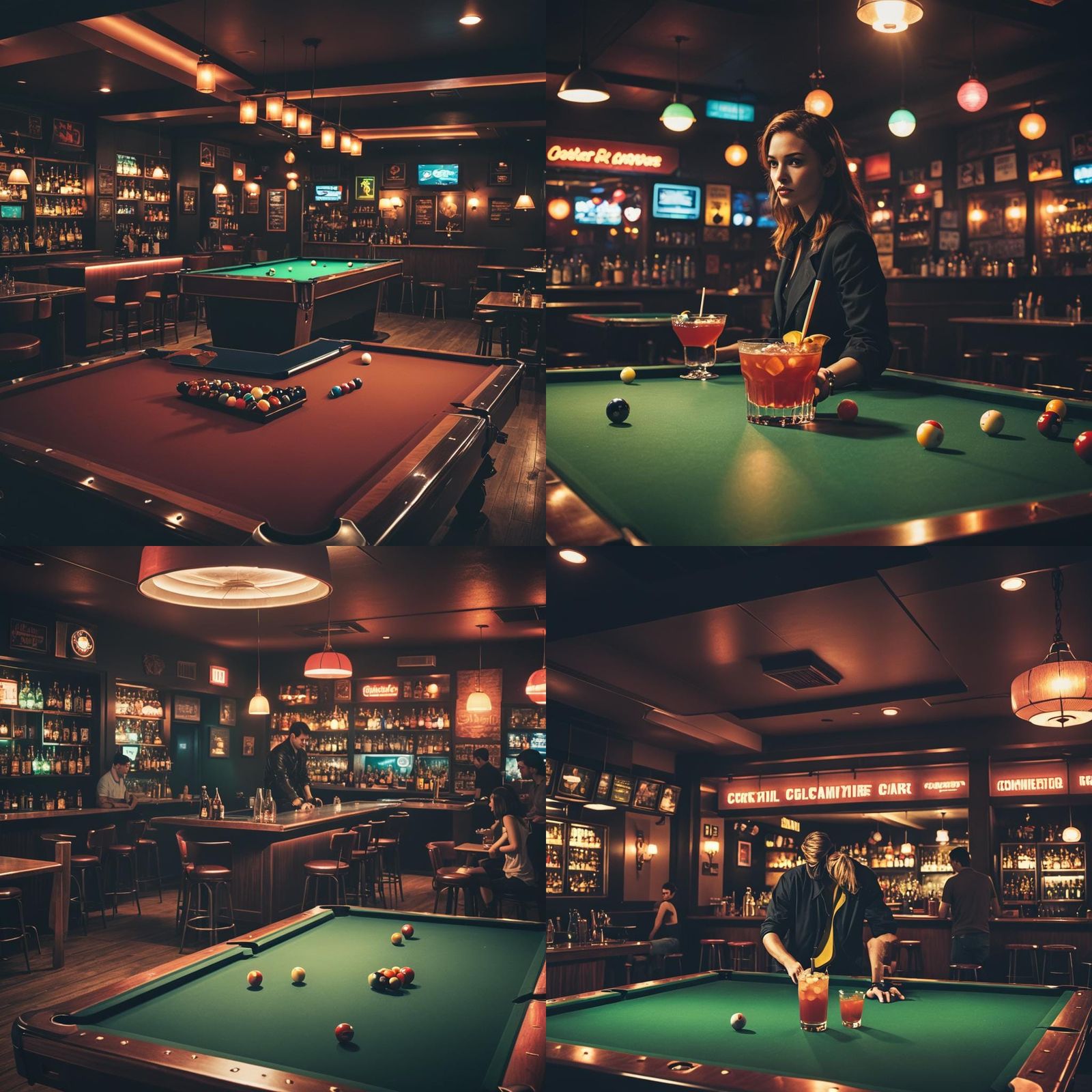 Cyber Cafe Cocktail Bar with Pool Table
