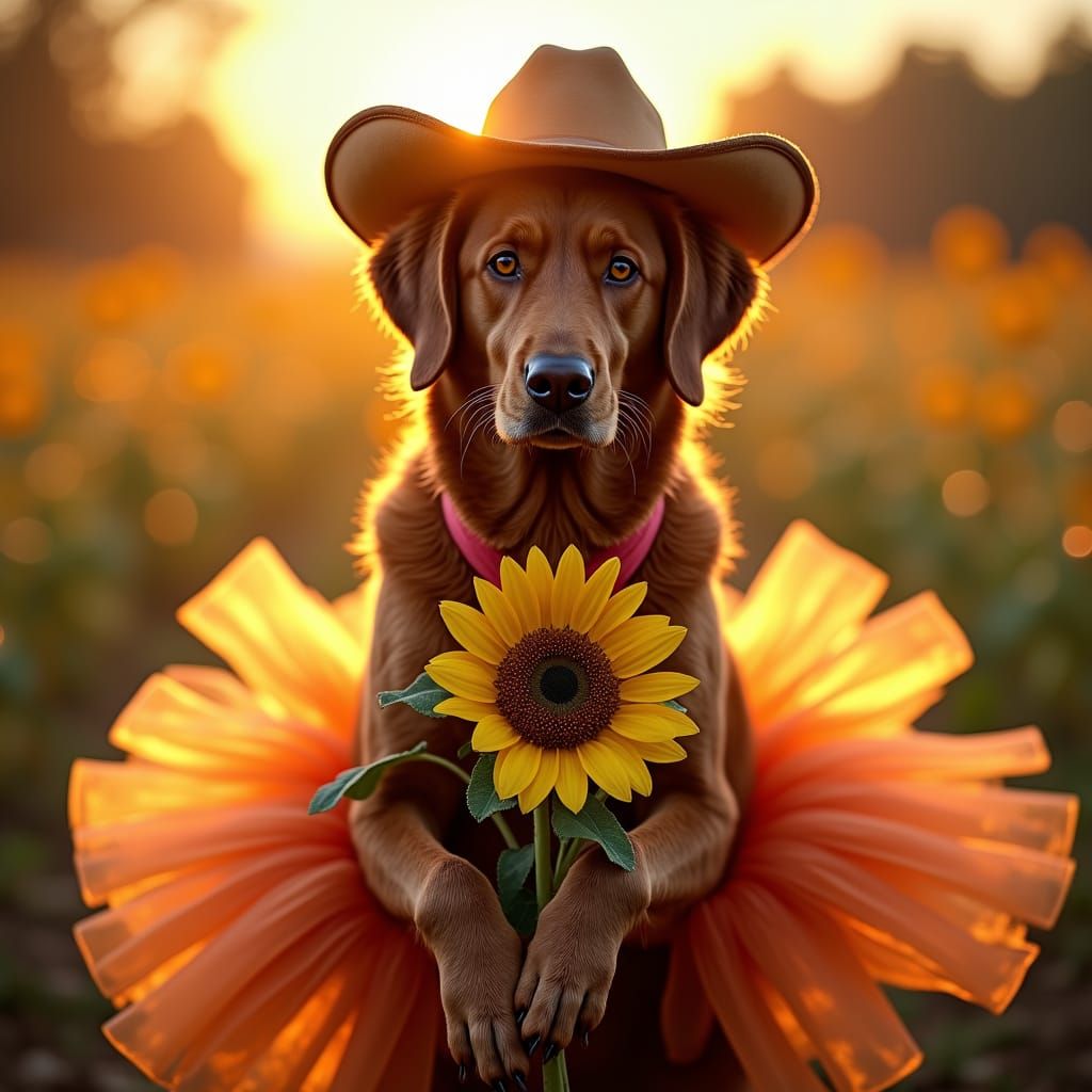 Labrador in Tutu: Radiant Barn Dance Portrait