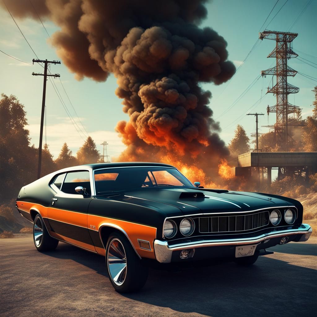 Ford Torino Muscle Car Album Cover in 3D