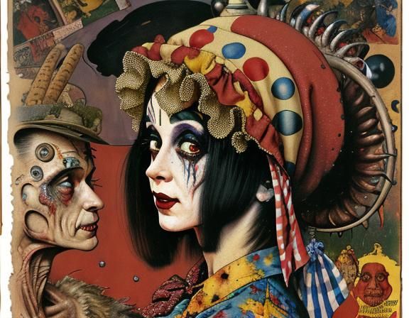 Grotesque Freak Show in Vintage Comic Style