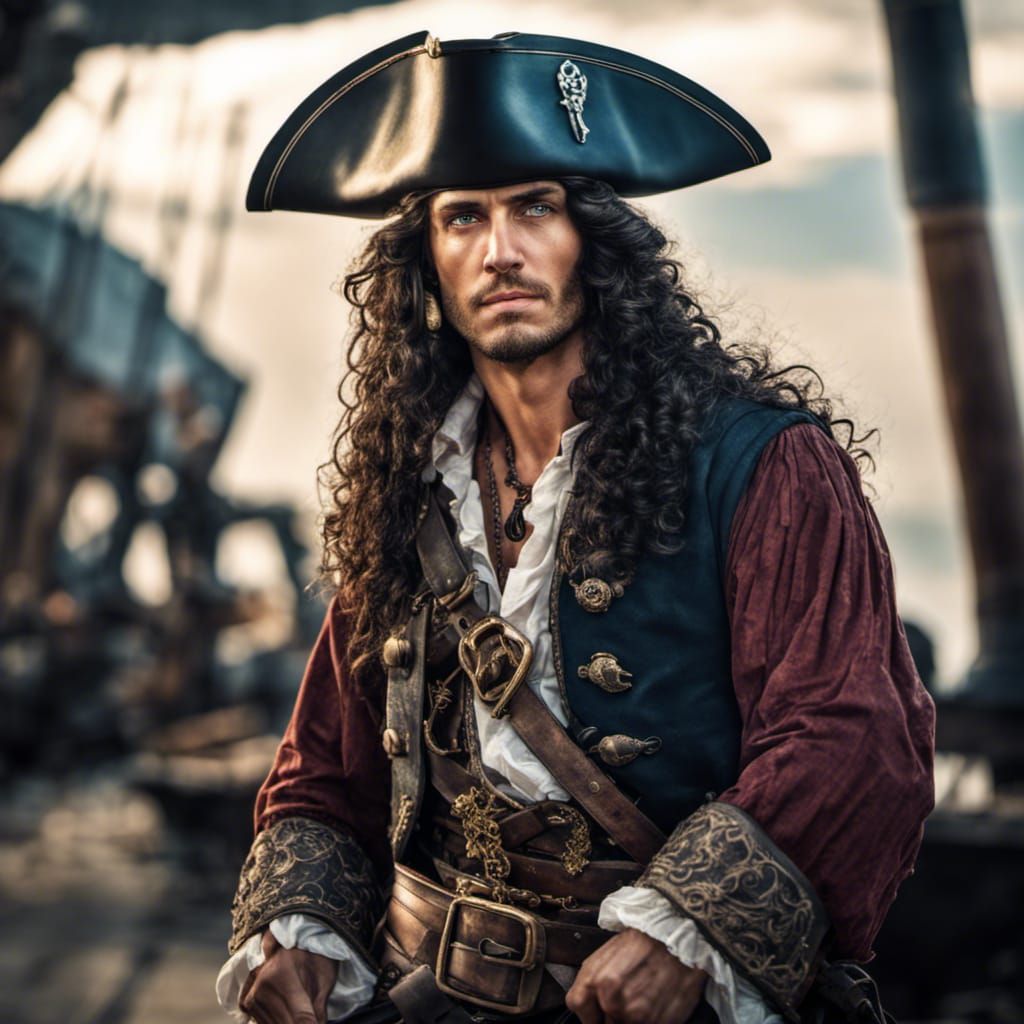 Handsome Pirate Captain Portrait in Hyperrealistic Detail