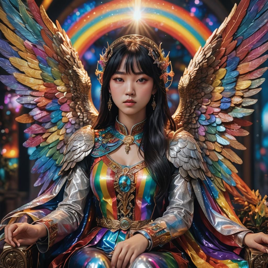 Lalisa on Rainbow Throne with Angel Wings