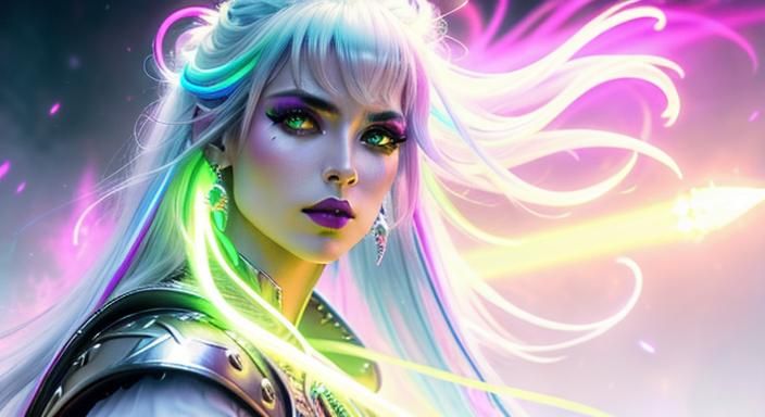 Fantasy Woman with Chrome Hair in Gothic Art Style