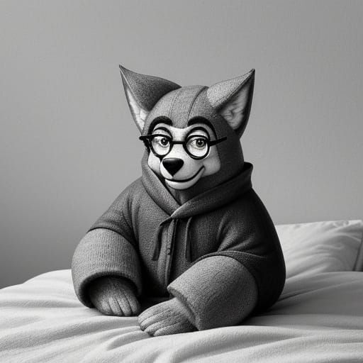 Sly Wolf in Grandma's Nightshirt, Disney-Style Illustration