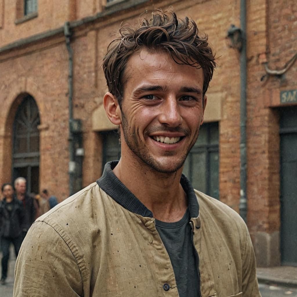 Laughing Australian Man: Moebius-Inspired Concept Art