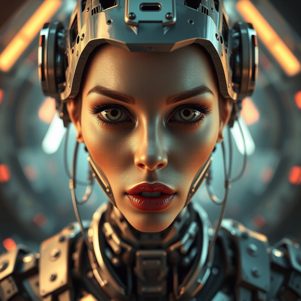 Futuristic Glitch Portrait of Woman in Sci-Fi Setting