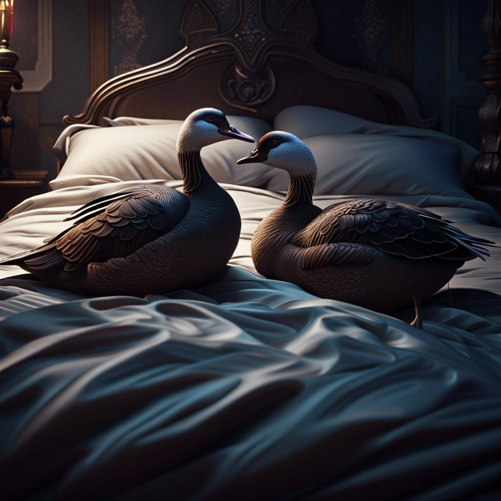 Geese Spooning: A Dark Fantasy Bedtime Scene