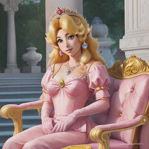 Princess Peach Royal Portrait in Hyperrealistic Style