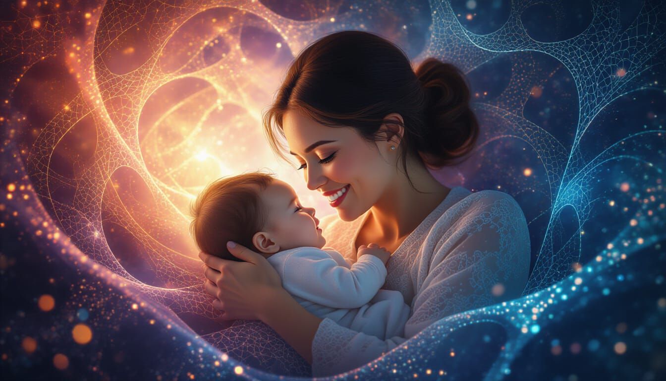 Cosmic Mother and Child Embrace in Fractal Dimension