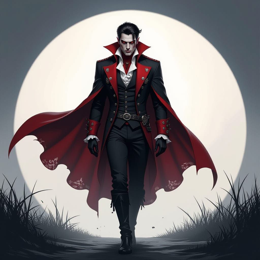 Captivating Vampire Gaze at Moonlight