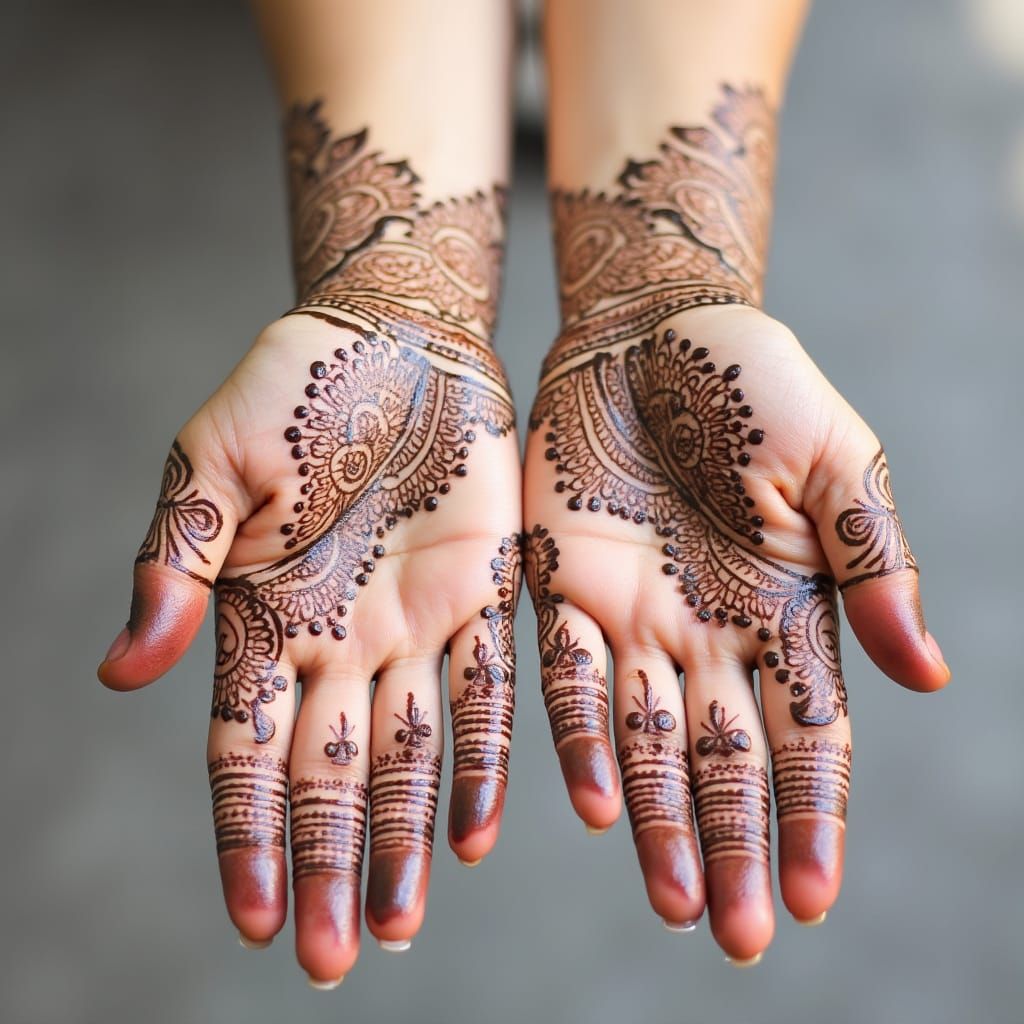 Intricate Henna Mehendi Design on Hands