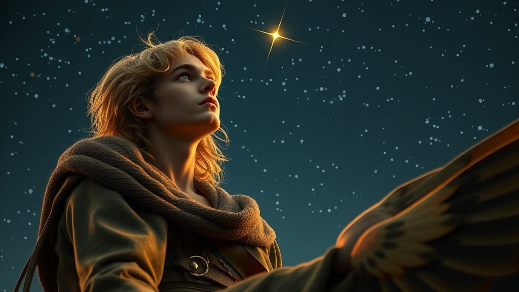 Young Man Contemplates Universe Under Starry Night Sky in Ph...