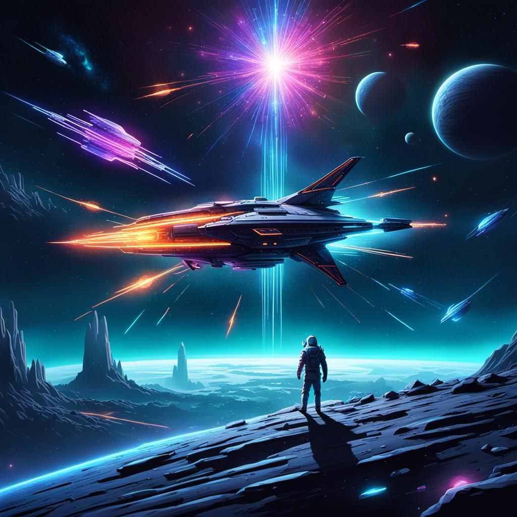 An (((insanely detailed night sky))), filled with ((spaceshi...