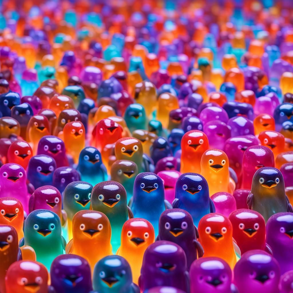 Jelly Penguins in Jelly: 8K Professional Photo