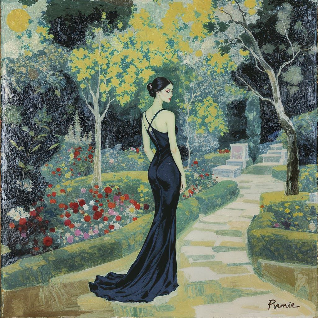 Elegant Woman in Expressionist Neo-Impressionism Style