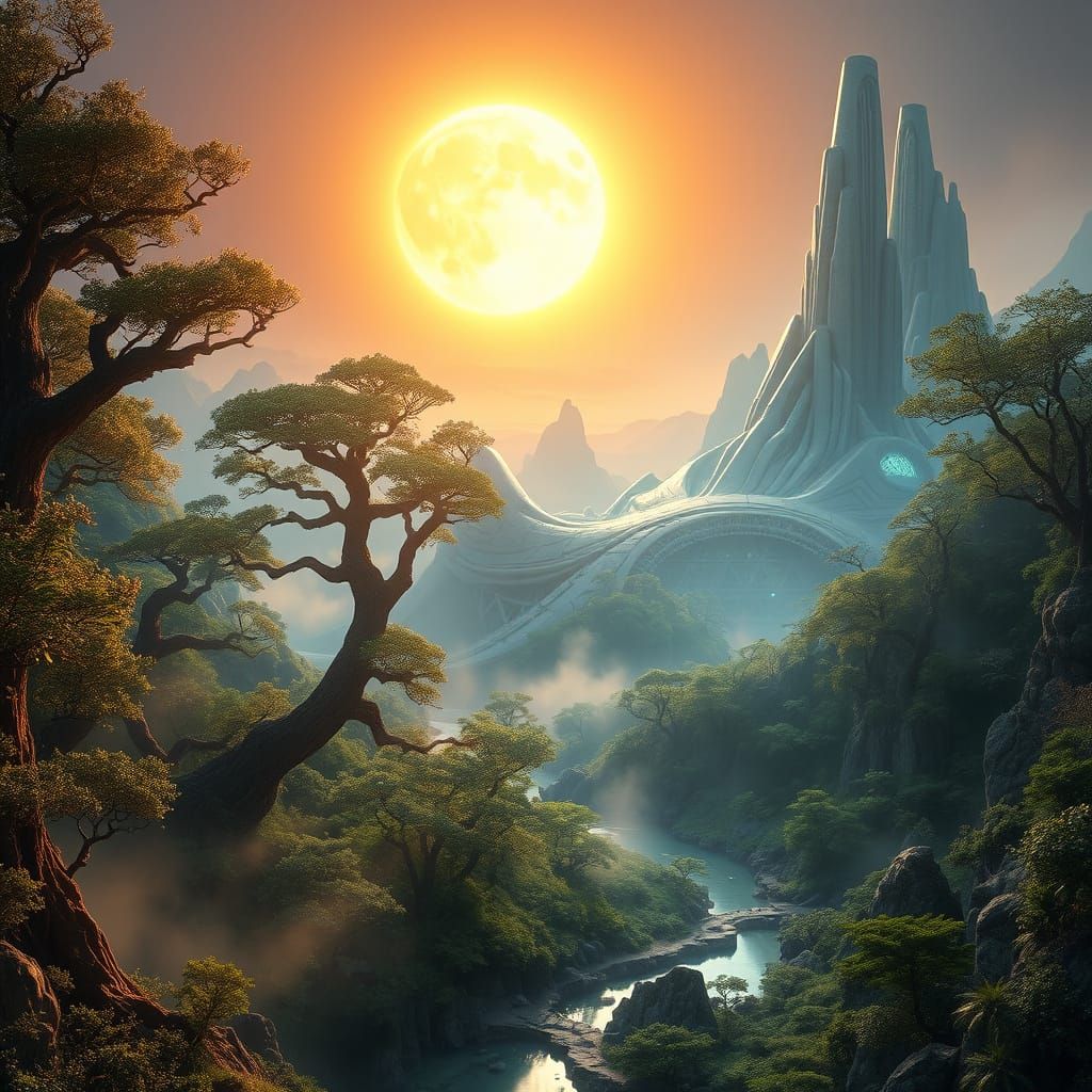 Surreal Alien Landscape in Duality of Light