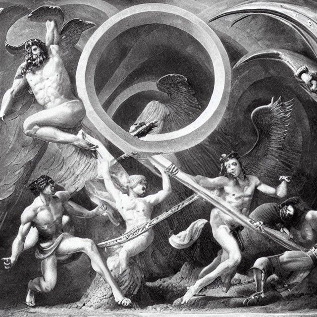 Lucifer vs Archangel: Cosmic Gladiator Hyperrealism