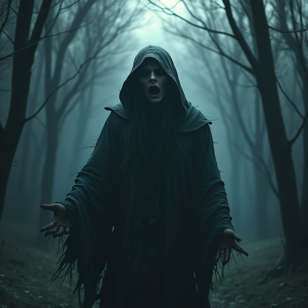 Haunting Banshee Wails in Moonlit Forest