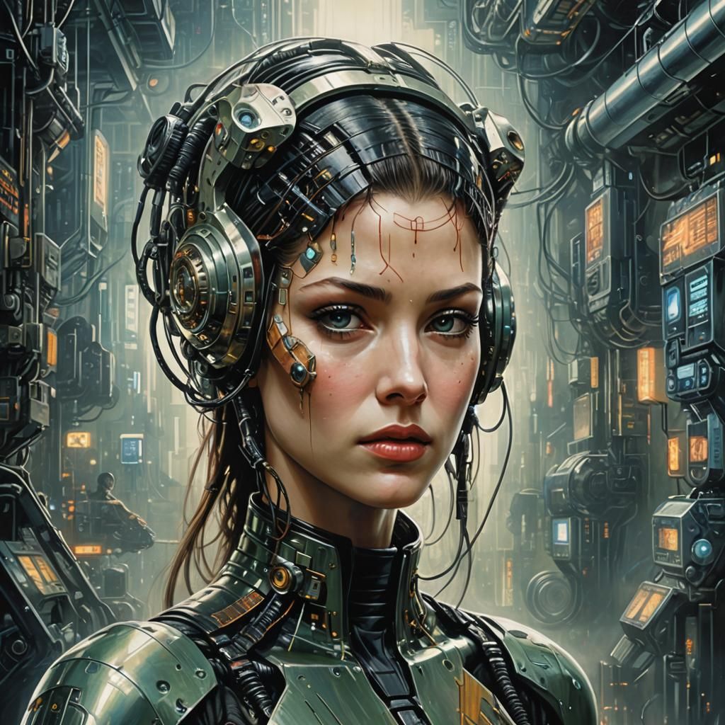 Futuristic Cyberpunk Portrait of Advanced Technology