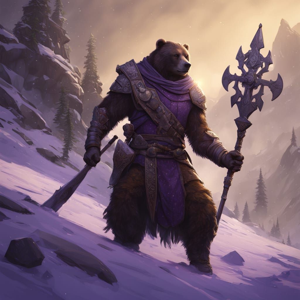 Bearfolk Warrior with Halberd in Tundra