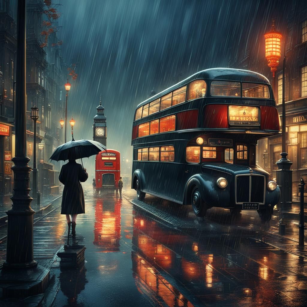 London in 1950s Japanese Poster Art Style
