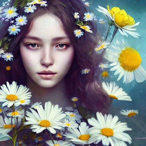 Daisy Woman: Hyperrealistic Fantasy Portrait