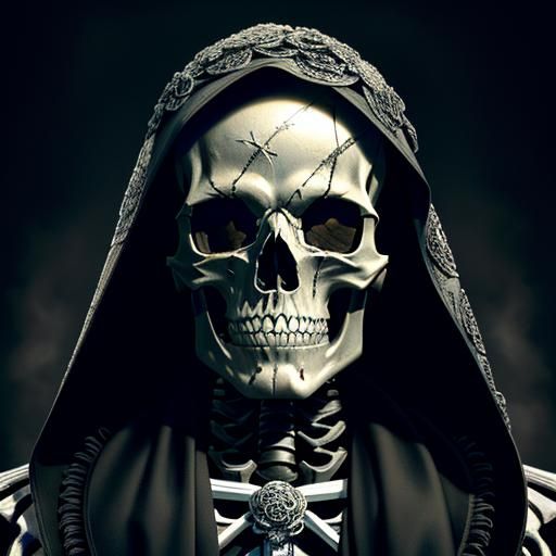 Hyperrealistic Skeleton Portrait with Blood Splatters