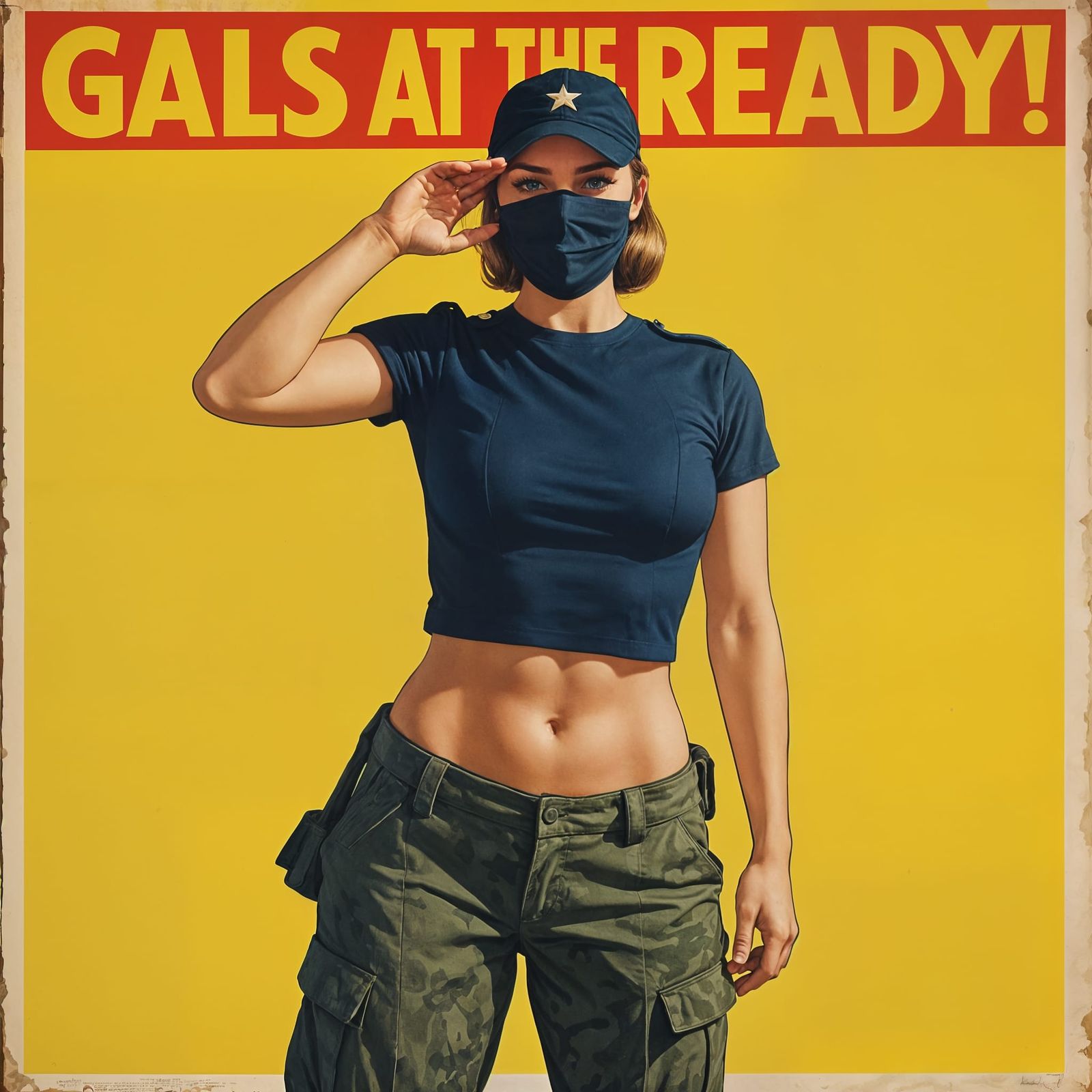 Army Girl Propaganda Poster in Cell Shading Style