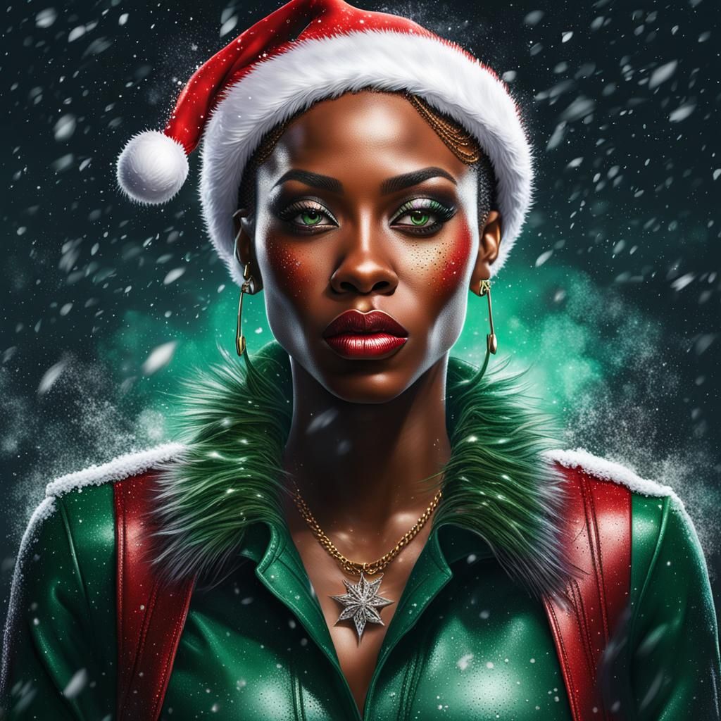 Gangsta Christmas Elf: Hyperrealistic Splash Art