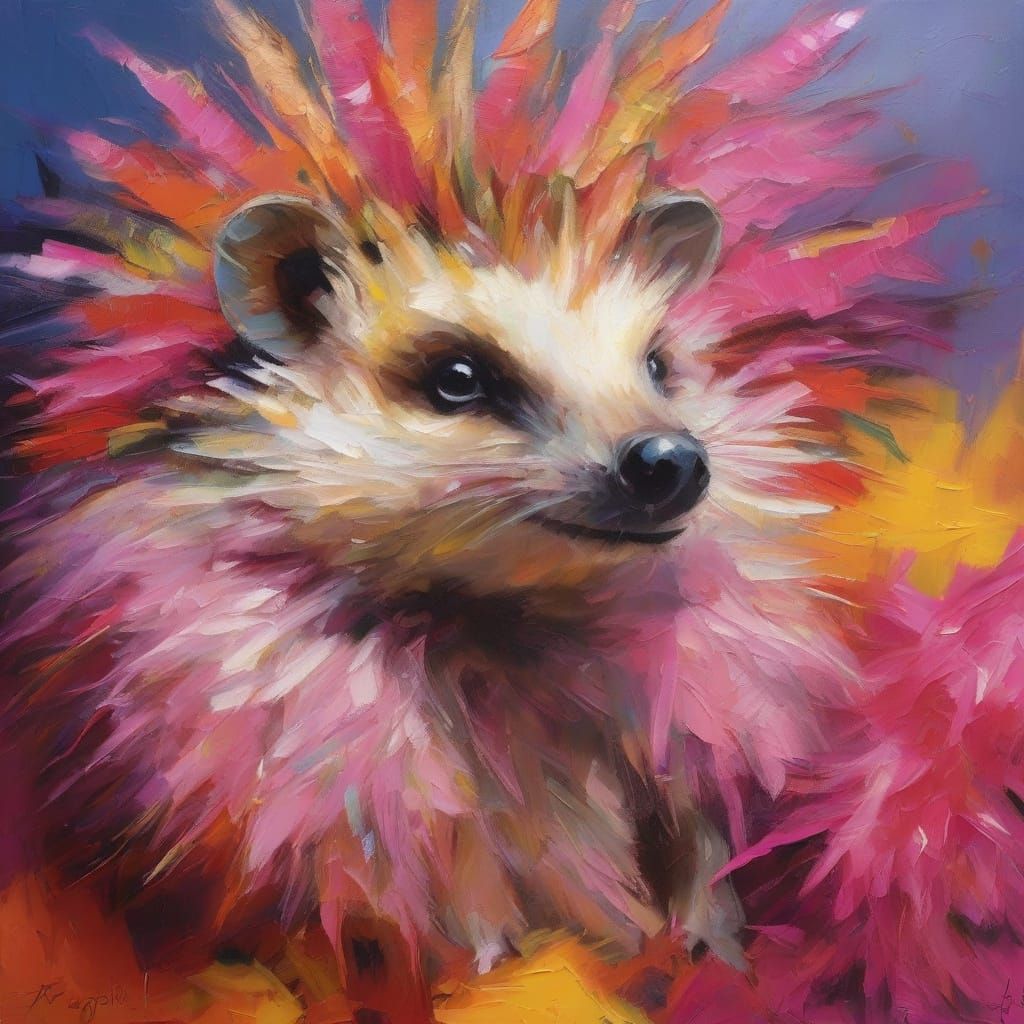 Hedgehog and Showgirl Dance in Fauvist Style