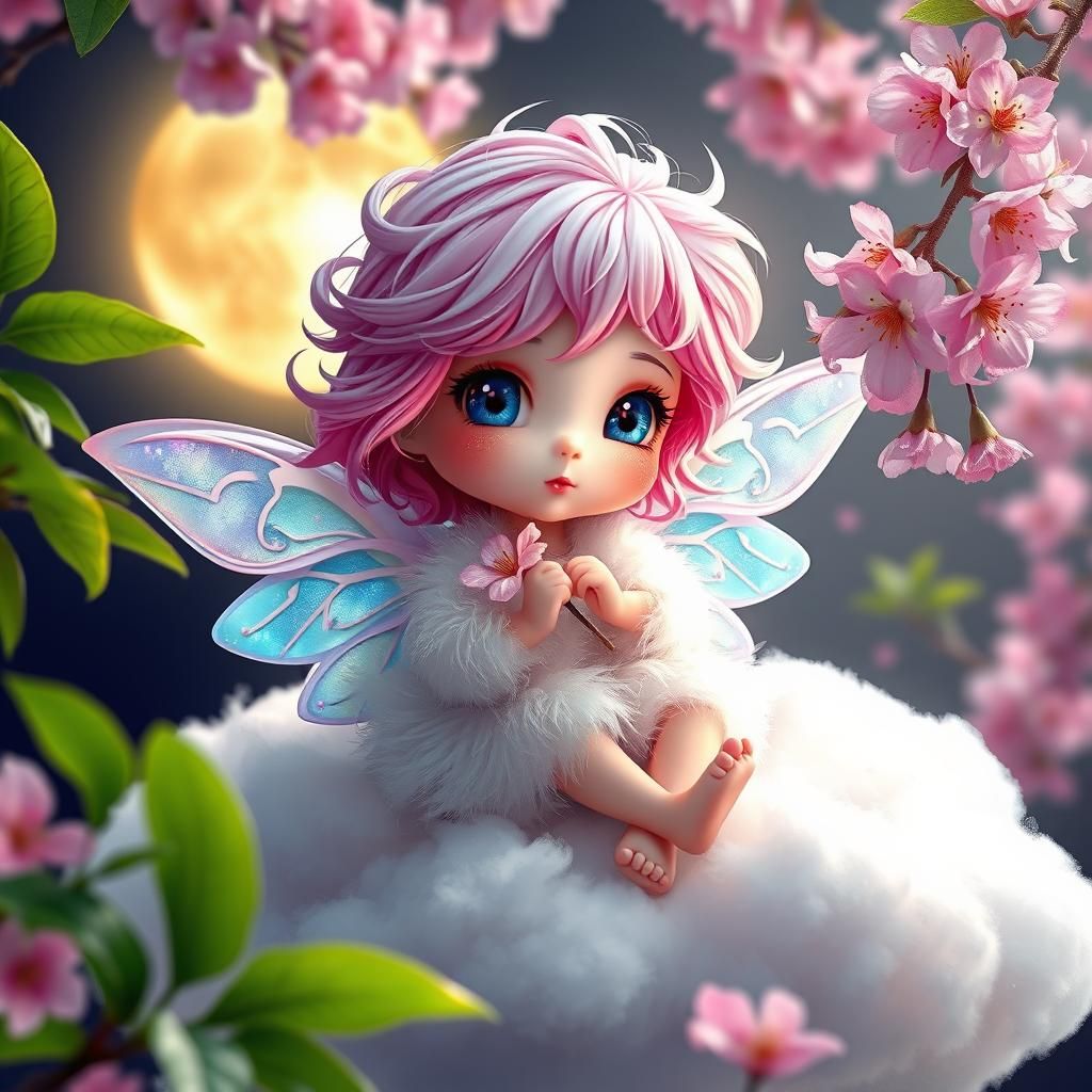 Dreamy Fairy in Cherry Blossom Garden