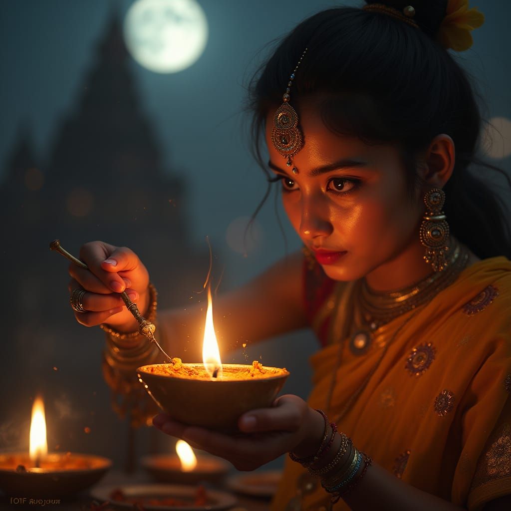 Incense Coil Burning in Moonlight, Golden Lighting