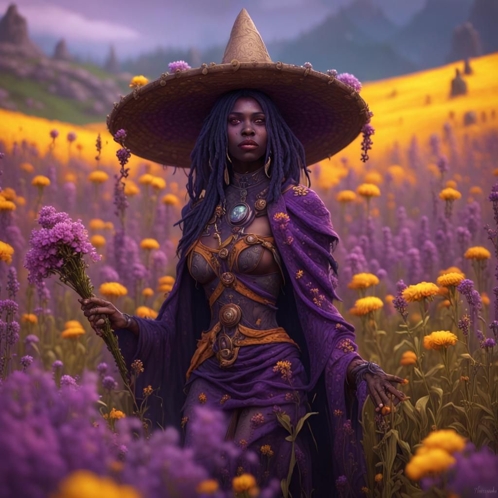 Voodoo Witch in Resplendent Flower Field