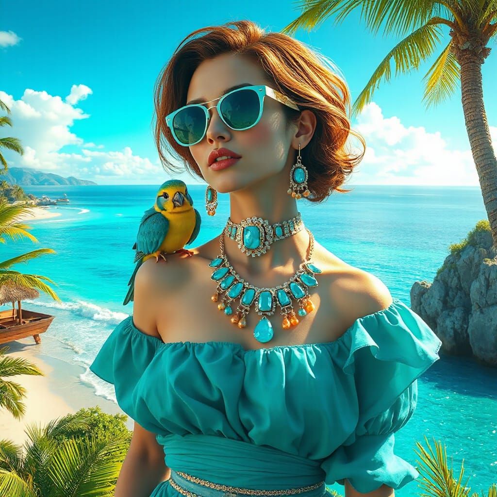 Turquoise Island Fashionista in 3D Render