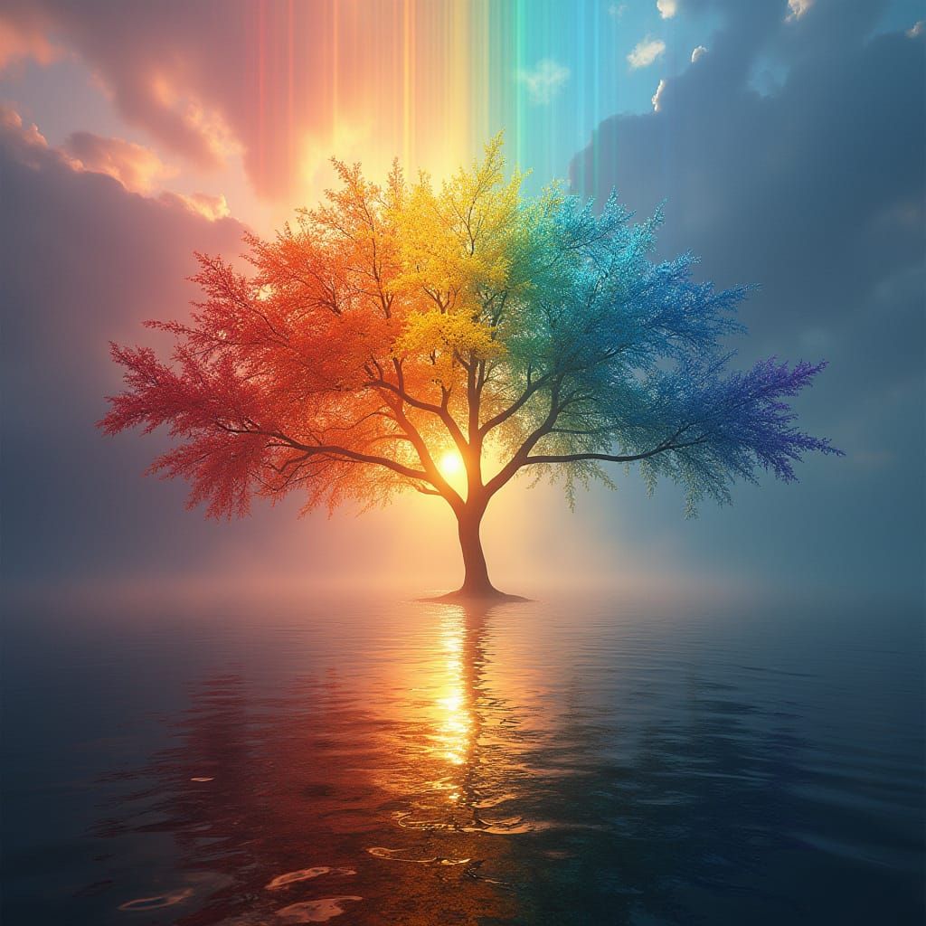 Vibrant Rainbow with Four Seasons in Hyper-Realistic Double ...