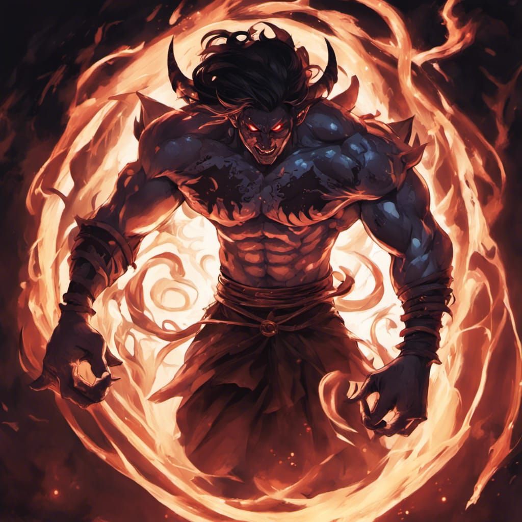 Ominous Demon Slayer Portrait with Dark Magic