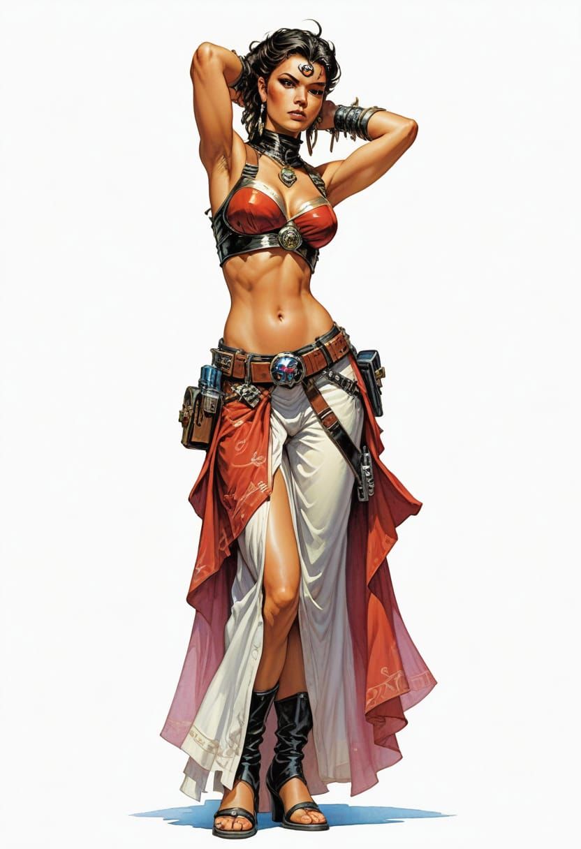 Sci-Fi RPG Warrior in Heroic Fantasy Style