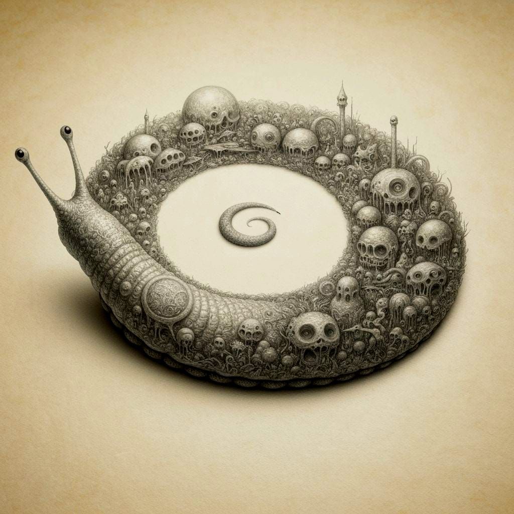 Slug Pencil Draws Surreal Grey Landscapes on Parchment