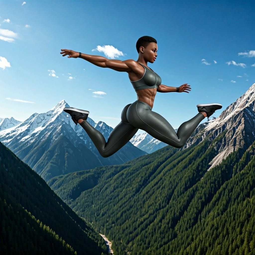Athlete Jumps Over Mountains in High-Tech Style